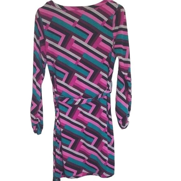 Derek Heart Couture dress with belt size Large geometric 2000s style color block - Picture 3 of 3